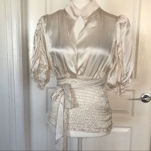 NWT Cache’ Ivory Silk Wrap-Around Tie Belt Sz M